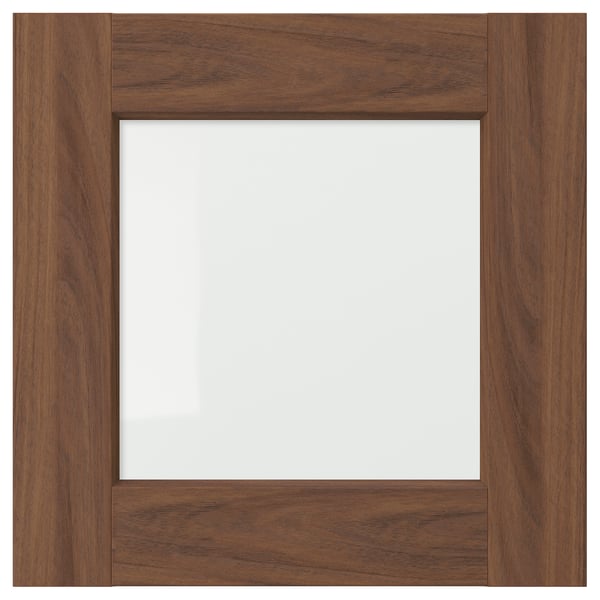 ENKÖPING Glass door, brown walnut effect, 15x15 "