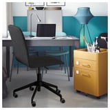 ERFJÄLLET Swivel chair with casters, Gunnared dark gray/black