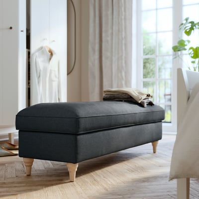 ESSEBODA Bench with storage, Knäbäck/anthracite birch