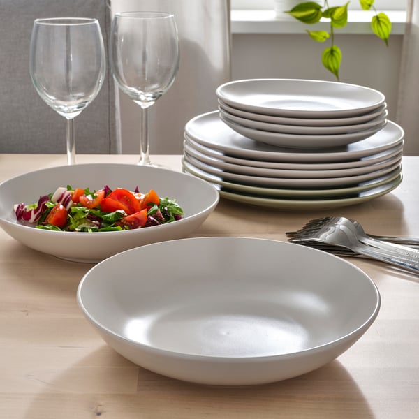 FÄRGKLAR Deep plate/bowl, matte light gray, 9 "