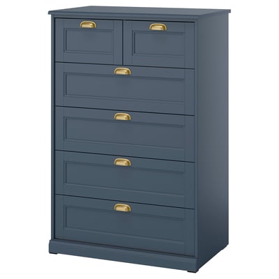 FÅGELFJÄLLET 6-drawer chest, dark gray-blue, 32 1/4x20 1/8x48 3/8 "