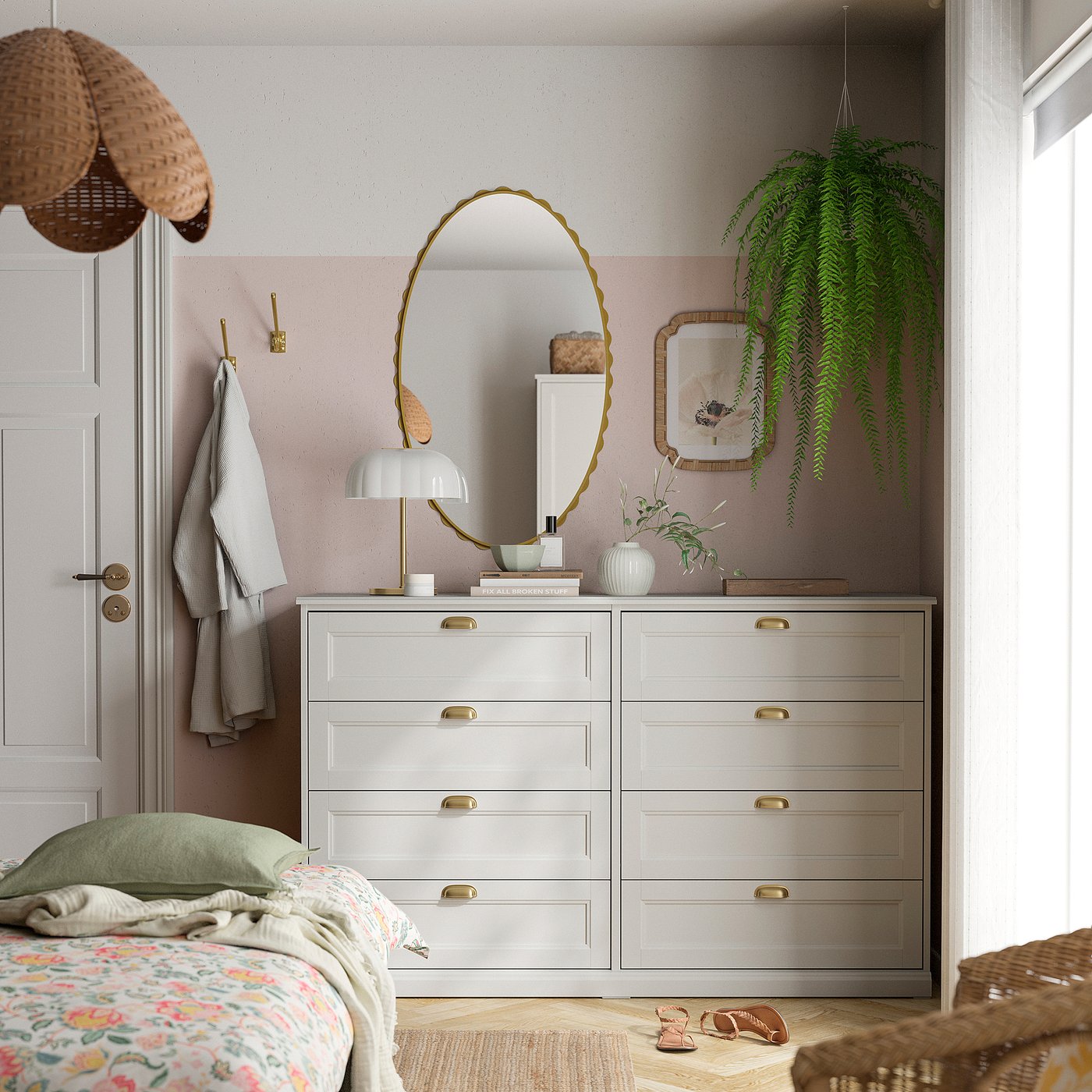 FÅGELFJÄLLET 8 drawer chest, off-white, 160x51x101 cm (63x201