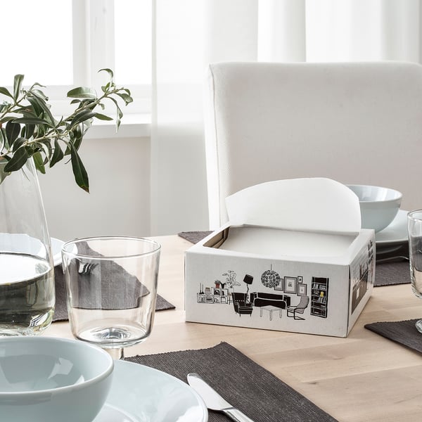 FAMILJ Paper napkin, white, 6 ¼x12 ½ "