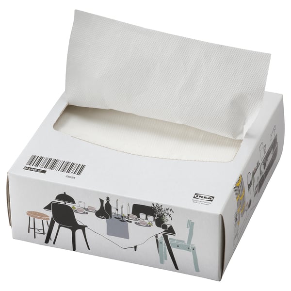 FAMILJ Paper napkin, white, 6 ¼x12 ½ "