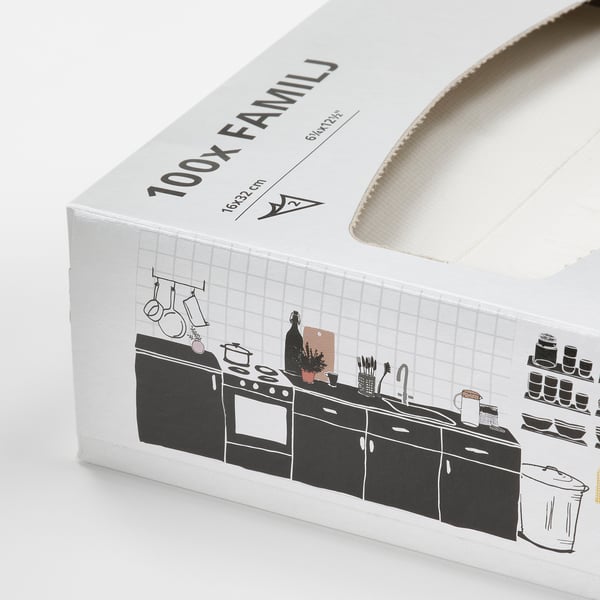 FAMILJ Paper napkin, white, 6 ¼x12 ½ "