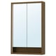FAXÄLVEN Mirror cabinet w built-in lighting, brown oak effect, 24x6x37 "