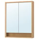 FAXÄLVEN Mirror cabinet w built-in lighting, oak effect, 30x6x37 "