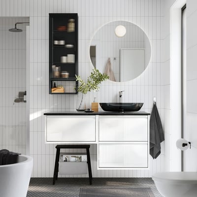 FAXÄLVEN Mirror with built-in lighting, 31 1/2 "