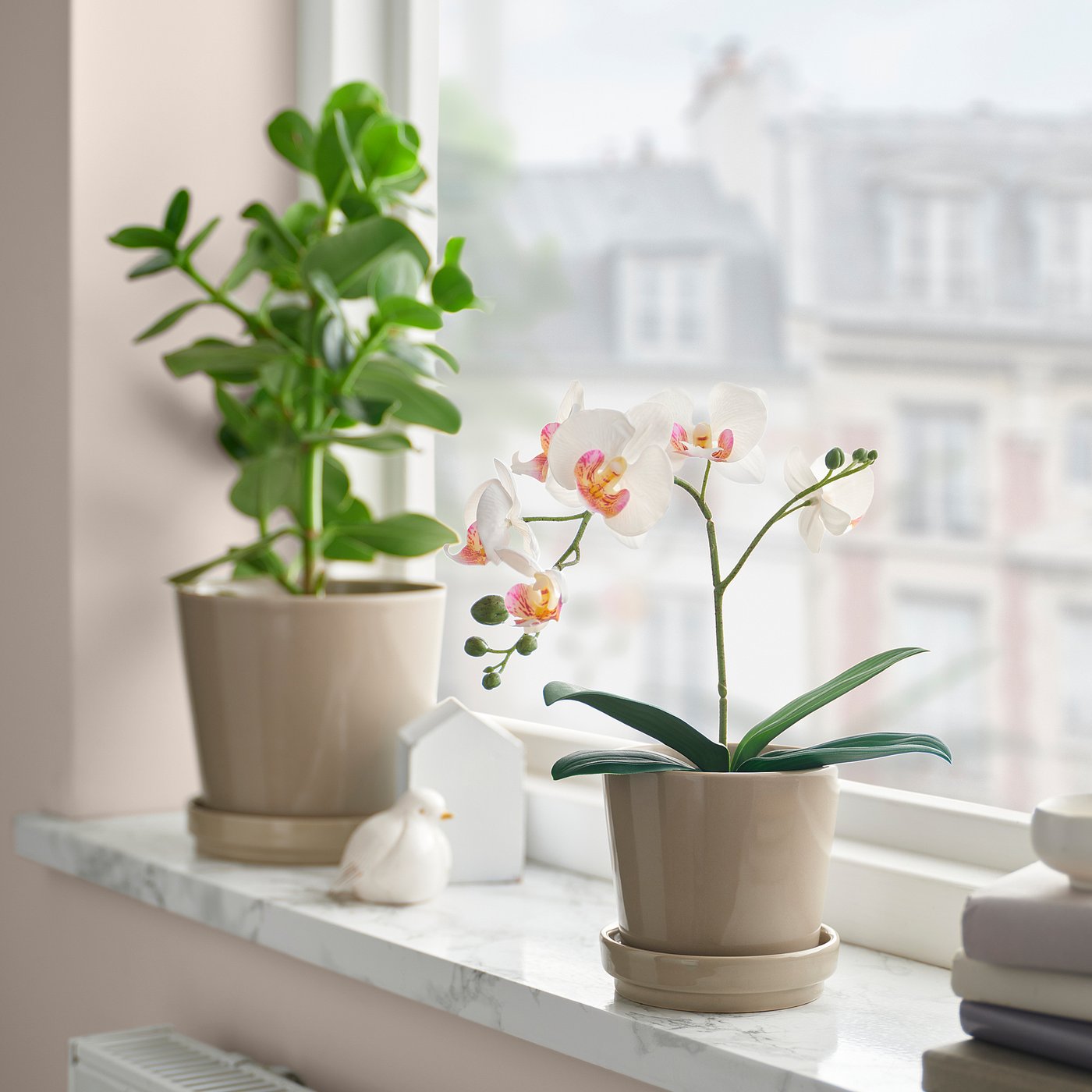 FEJKA artificial potted plant, Orchid white, 9 cm (3 ½