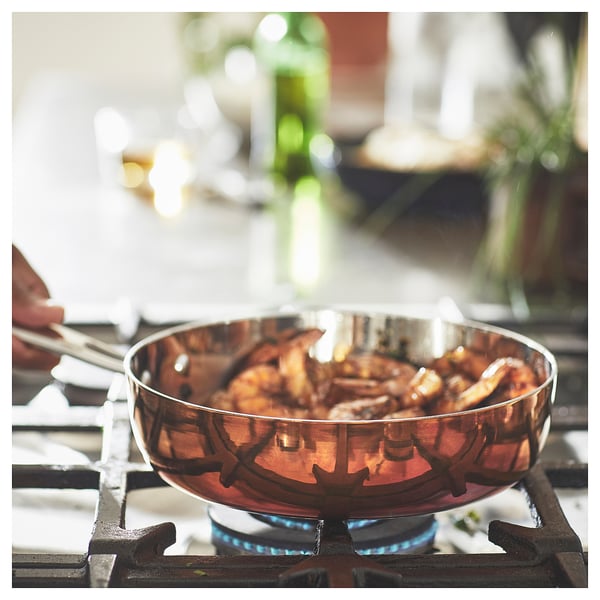 FINMAT Sauté pan with lid, copper/stainless steel, 10 "