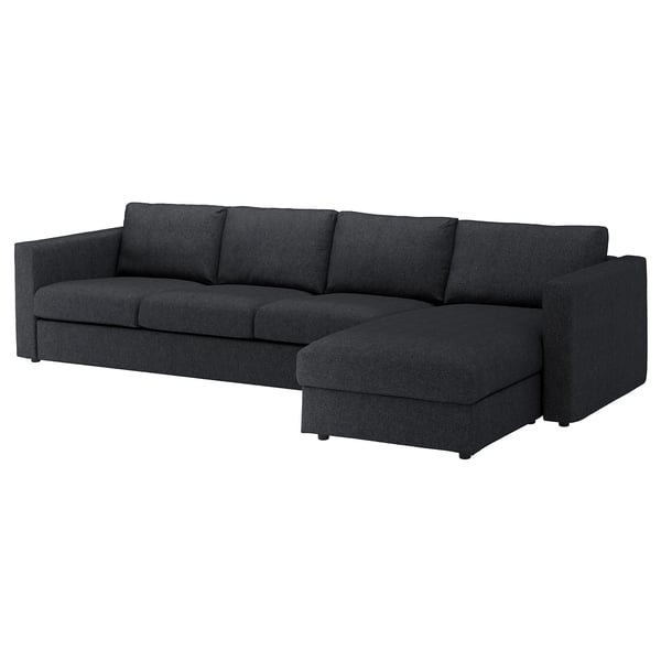 FINNALA Cover for sectional, 4-seat, with chaise/Tallmyra black/gray