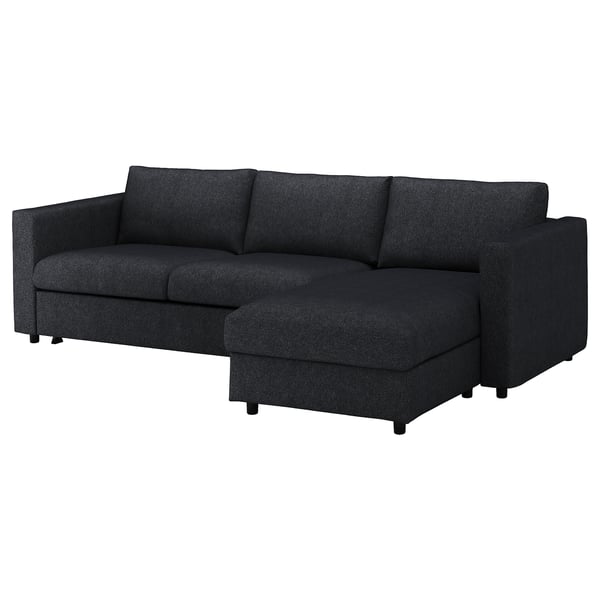 FINNALA Cover for sleeper sofa, with chaise/Tallmyra black/gray
