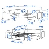 FINNALA Crnr sofa-bed, 5-seat w chaise lng, Gunnared medium gray