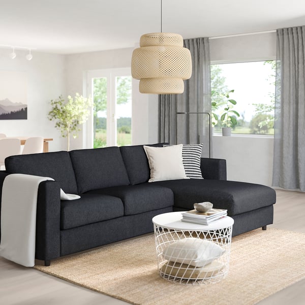 FINNALA Loveseat with chaise, with chaise/Tallmyra black/gray