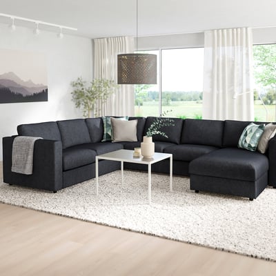 FINNALA Sectional, 5-seat corner, with chaise/Tallmyra black/gray