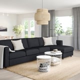 FINNALA Sofa with chaise lounge, Tallmyra black/gray