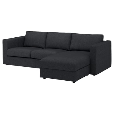 FINNALA Sofa, with chaise/Tallmyra black/gray