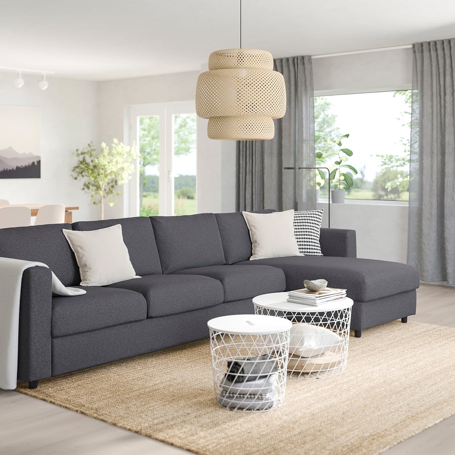 FINNALA sofa with chaise, with chaise/Gunnared medium gray IKEA CA
