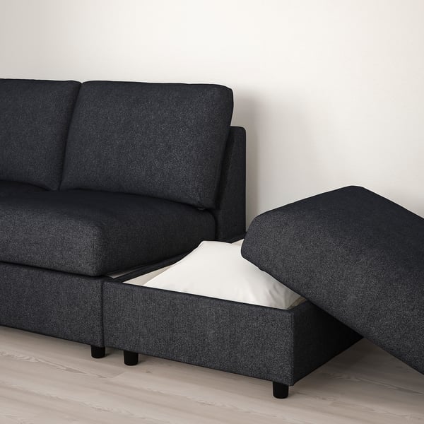 FINNALA Sofa, with open end/Tallmyra black/gray
