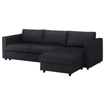 FINNALA Sofabed, with chaise/Tallmyra black/gray