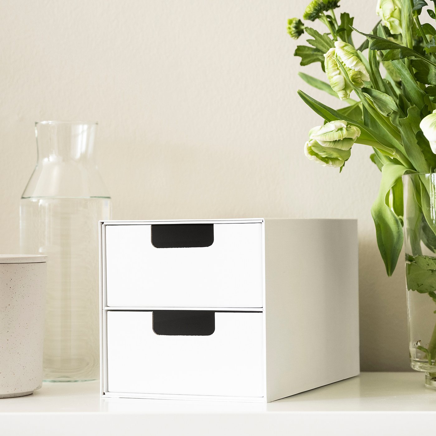 FJÄDERHARV mini chest with 2 drawers, white, 16x25 cm (6 ¼x9 ¾
