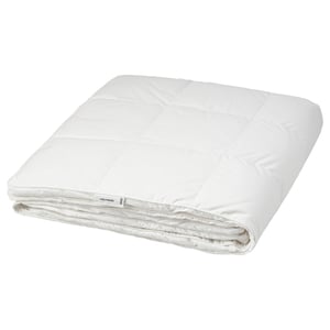 White fjällräven duvet, superior warmth, padded, soft, machine-washable, down-filled.