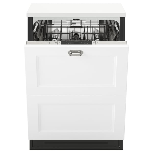 FLÅBODA Built-in dishwasher with 2 fronts, Axstad matt white, 24 "