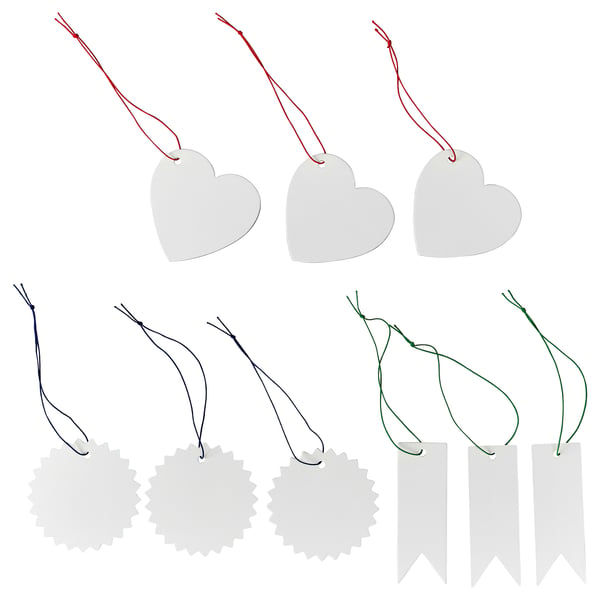 FÖNSTERFIKUS label with string, set of 9, white - IKEA CA