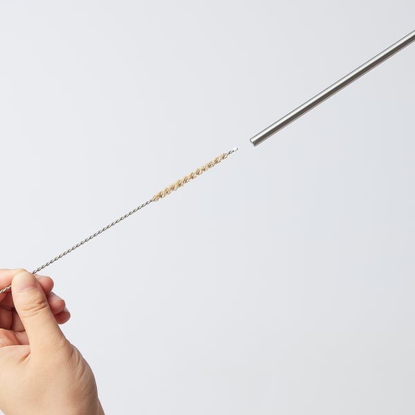 FÖRTÄRING Drinking straws/cleaning brush stainless steel silicone