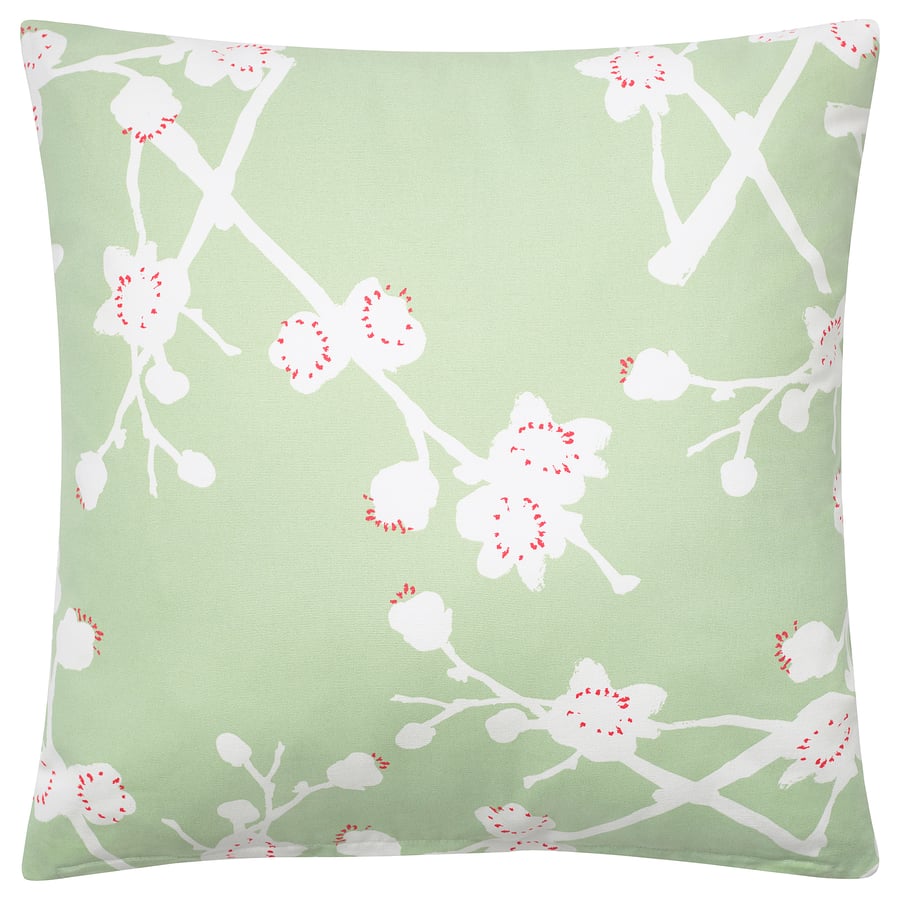 FÖSSTA Cushion cover, green plum blossom, 50x50 cm (20x20") IKEA CA
