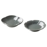FÖSSTA Sauce dish, set of 2, gray/green/petals