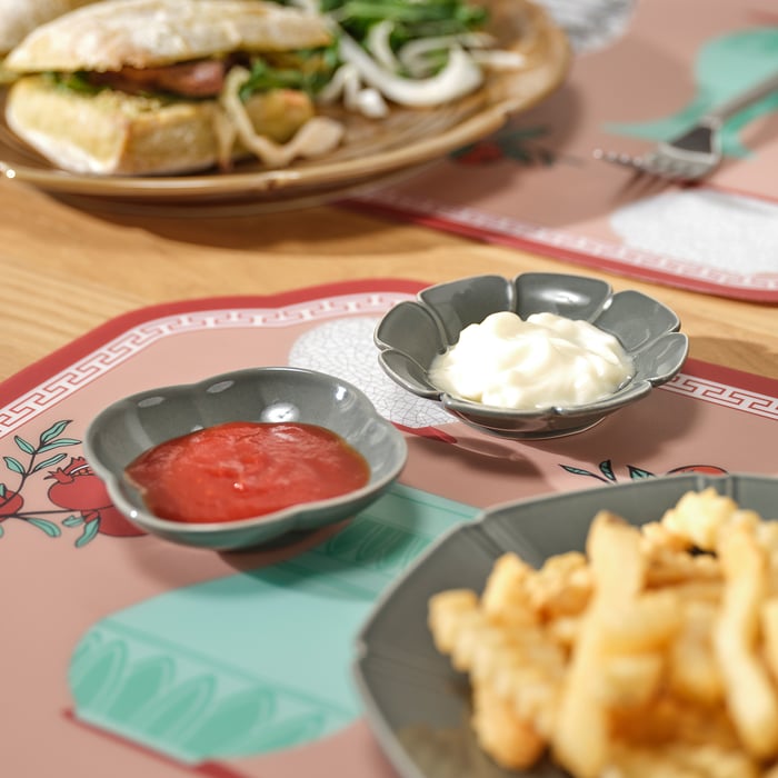 FÖSSTA sauce dish, set of 2, gray/green/petals IKEA CA