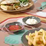FÖSSTA Sauce dish, set of 2, gray/green/petals