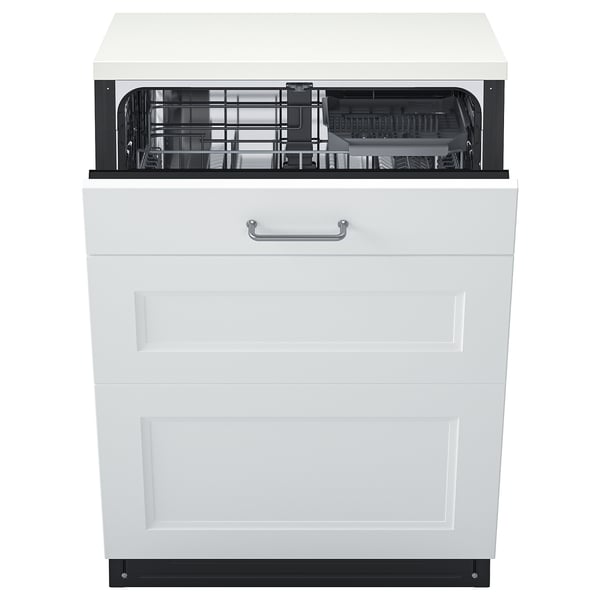 FORNABODA Built-in dishwasher with 3 fronts, Axstad matt white, 24 "
