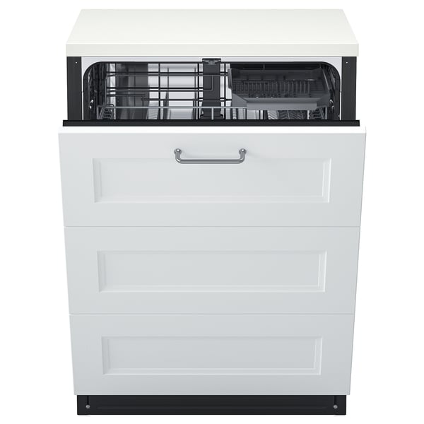 FORNABODA Built-in dishwasher with 3 fronts, Axstad matt white, 24 "