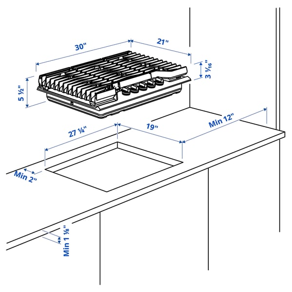 FORSHÄLLAN gas cooktop, Stainless steel, 76 cm (30") IKEA CA