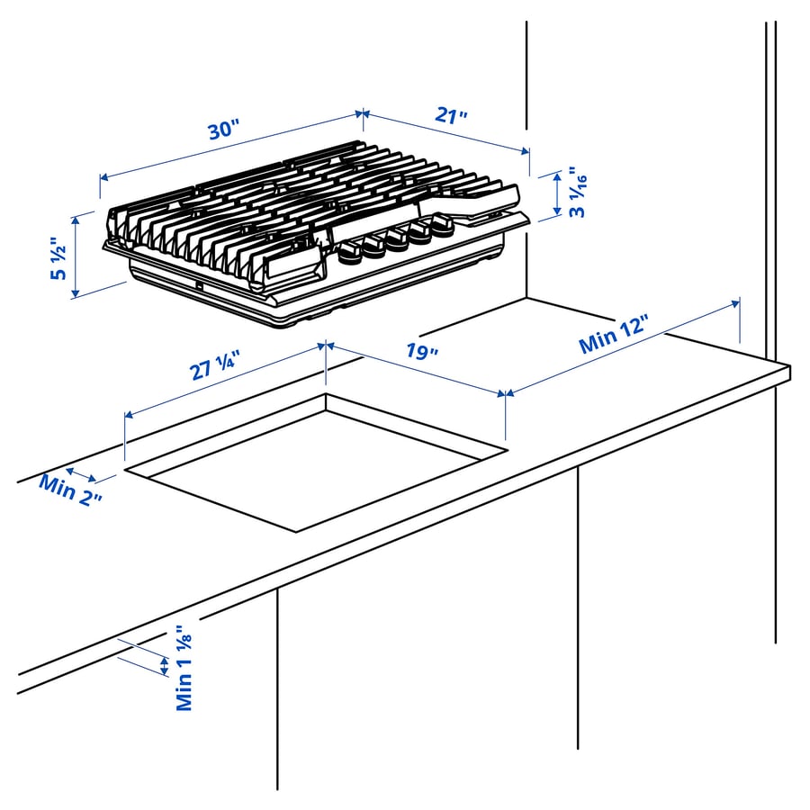 FORSHÄLLAN gas cooktop, Stainless steel, 76 cm (30") IKEA CA