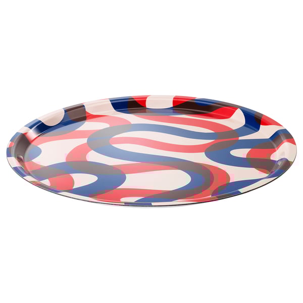 FRAMKALLA Tray, patterned, 16 7/8 "