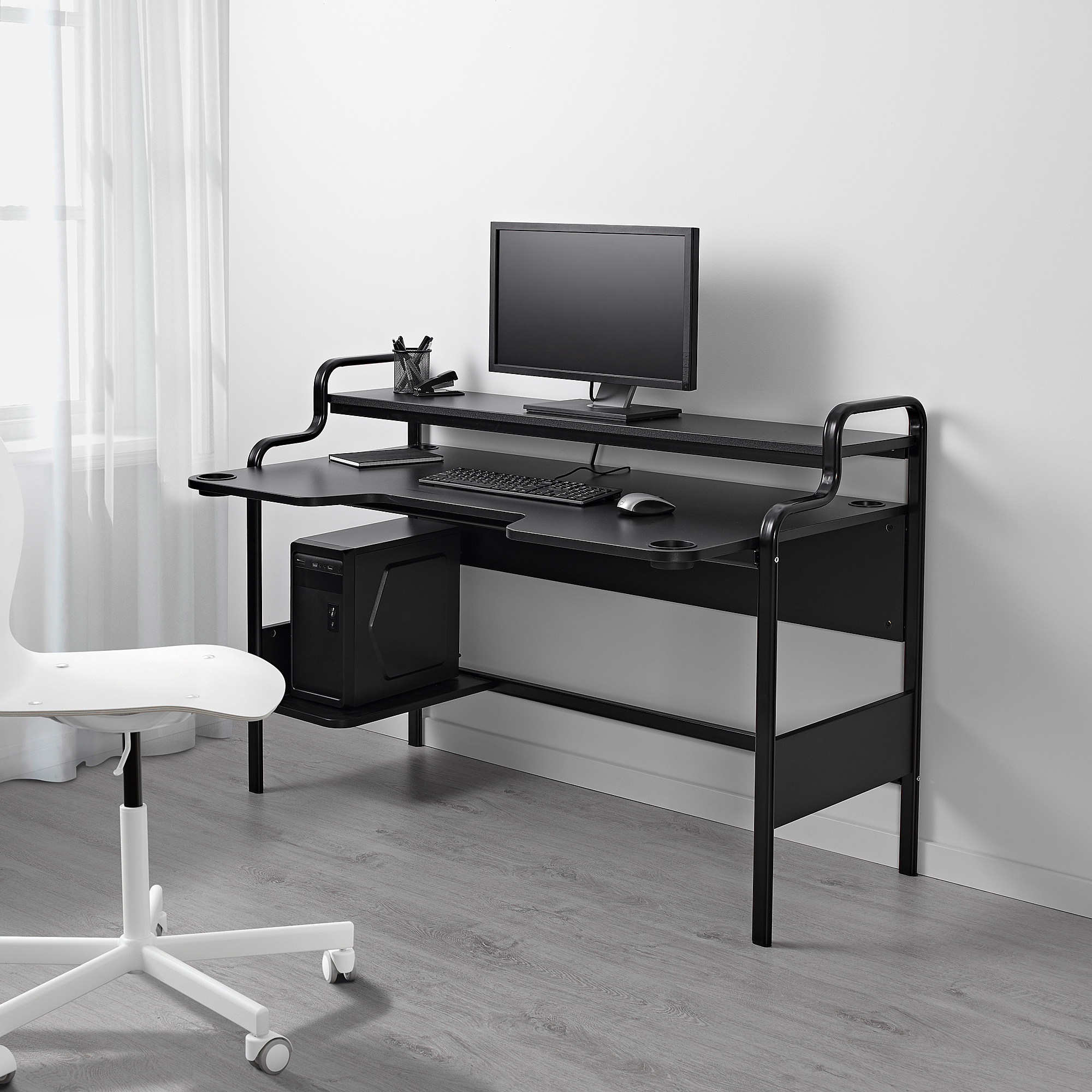 FREDDE Desk, black, 551/8x291/8x283/4" (140x74x73 cm) IKEA