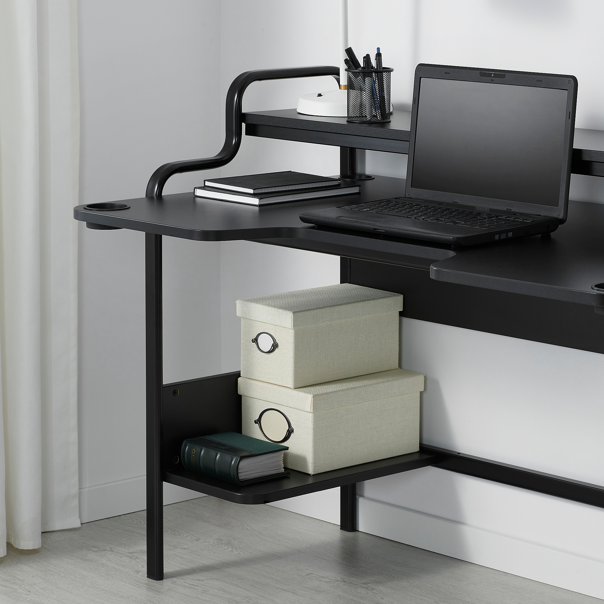FREDDE Desk, black, 551/8x291/8x283/4" (140x74x73 cm) IKEA