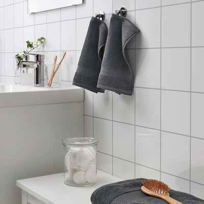 FREDRIKSJÖN Washcloth, dark gray, 12x12 "