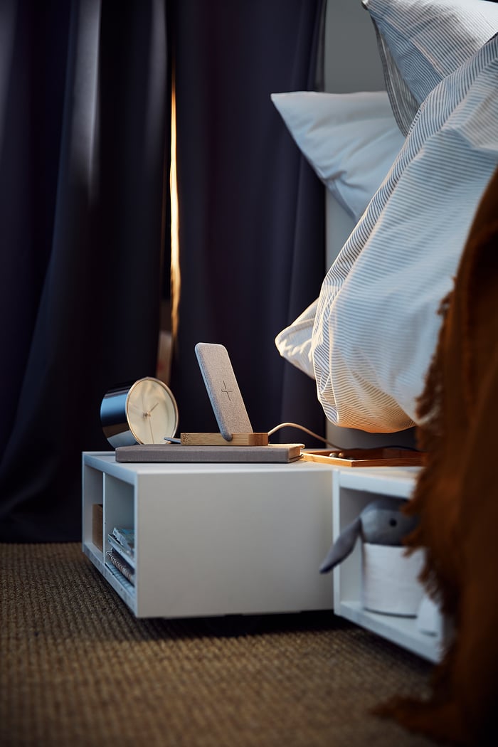 FREDVANG underbed storage/bedside table, white, 59x56 cm (231/4x22") IKEA CA