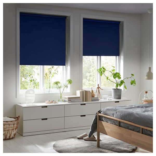 FRIDANS Blackout roller blind, blue, 27x76 ¾ "