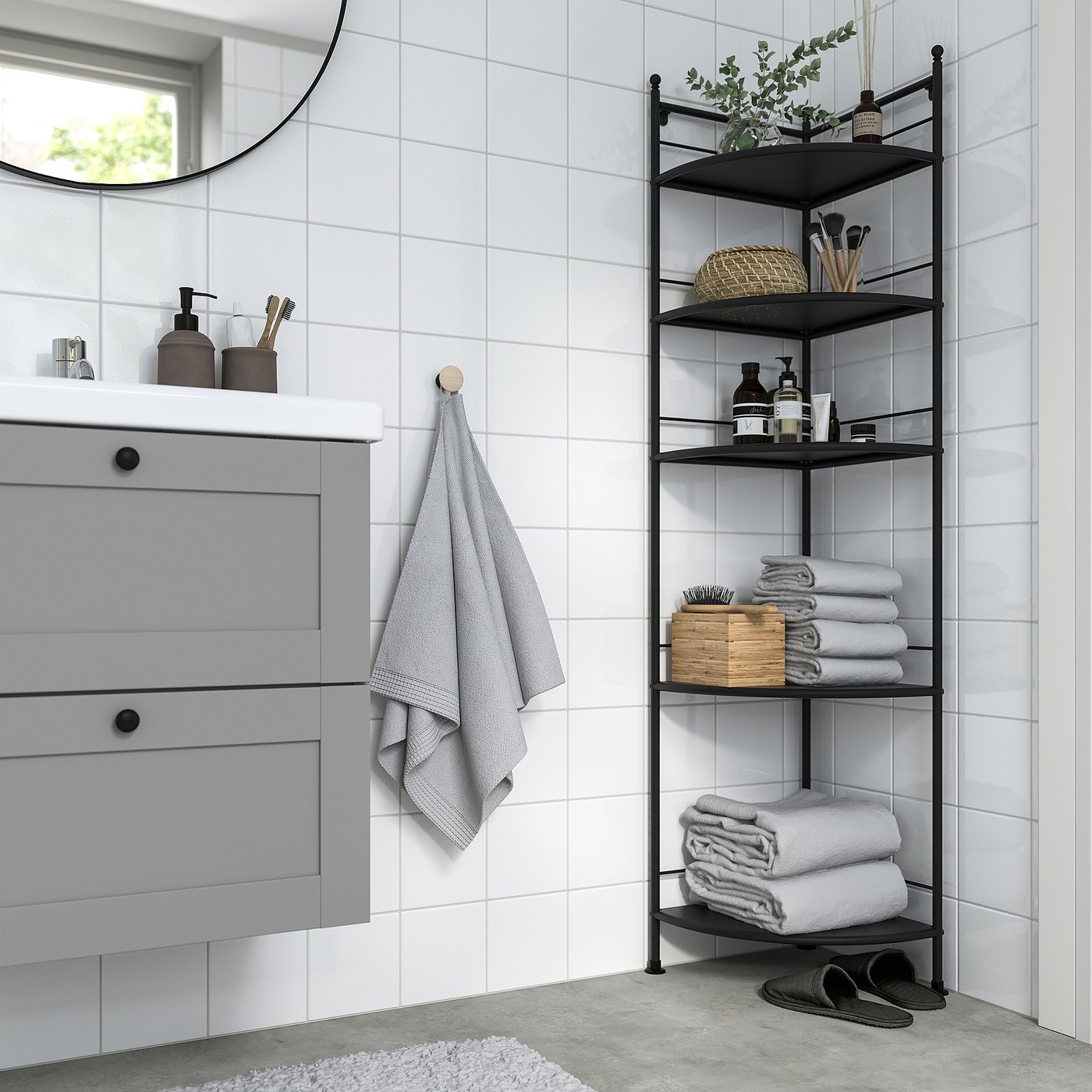 IKEAモルゲルワゴン MITTZON frame w cstrs/disp shlf/cable box, white, 85x205 cm (331