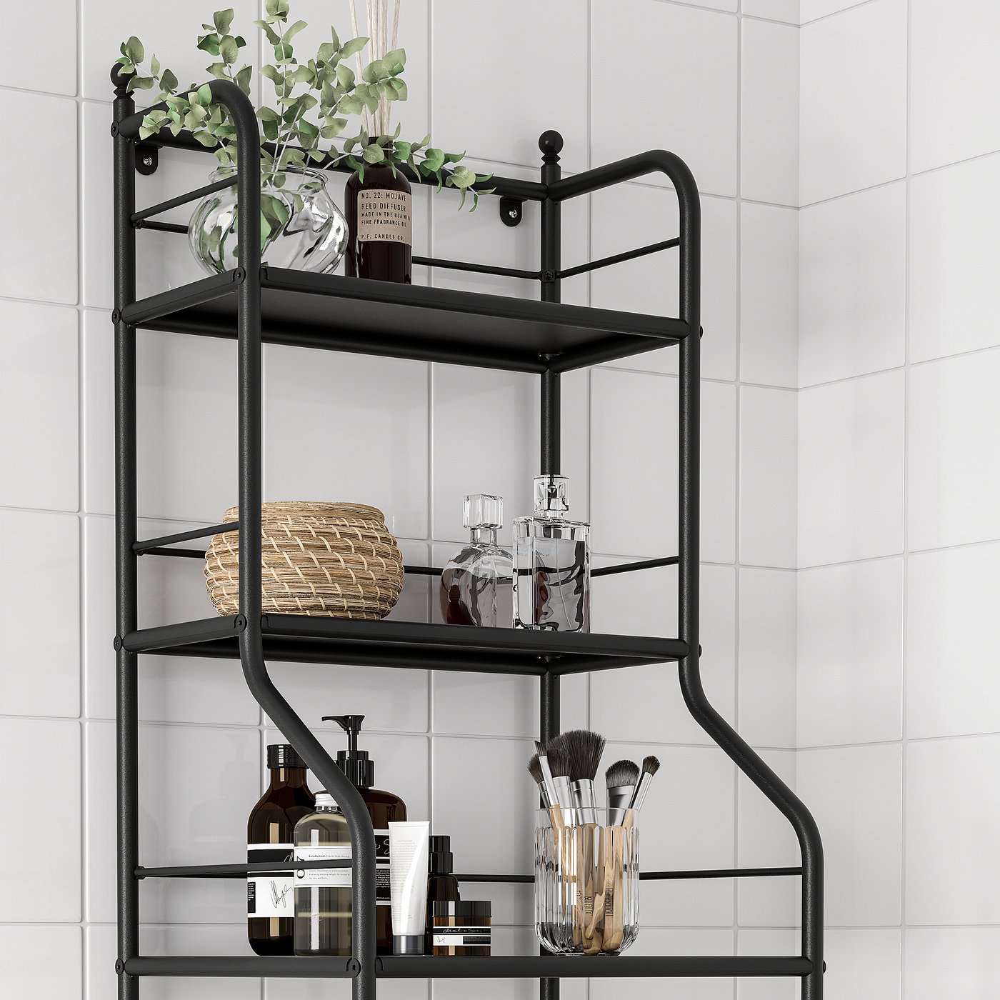 FRÖSJÖN shelf unit, black, 40x156 cm (153/4x613/8