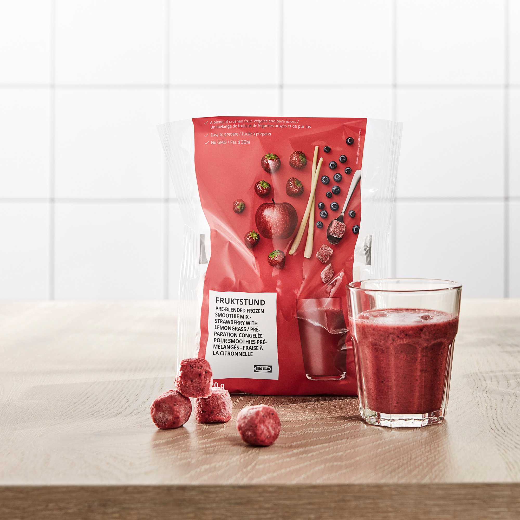 FRUKTSTUND Preblended smoothie mix, strawberry with lemongrass/frozen