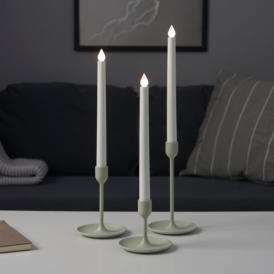FULLTALIG candlestick, set of 3, green IKEA CA