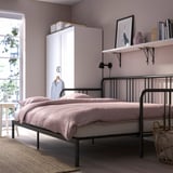 FYRESDAL Daybed with 2 mattresses, black/Åsvang medium firm, Twin