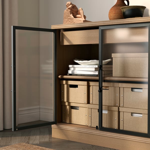 GÄRDESGÅRD Storage box with lid, natural, 9 ¾x13 ¾x6 ¼ "