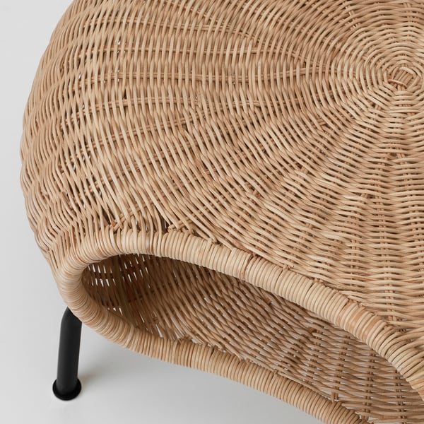 GAMLEHULT Footstool with storage, rattan/anthracite
